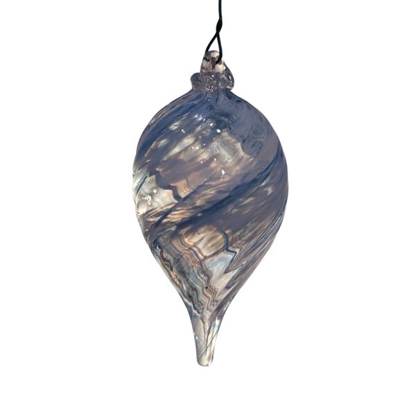 Caithness Scotland Teardrop Icicle Blue Blown Glass Ornament - Picture 2 of 5